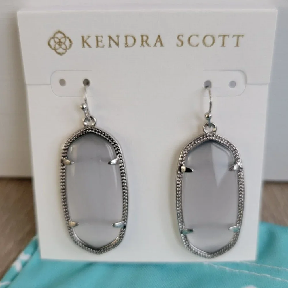 Elle Silver Drop Earrings In Slate Cats Eye